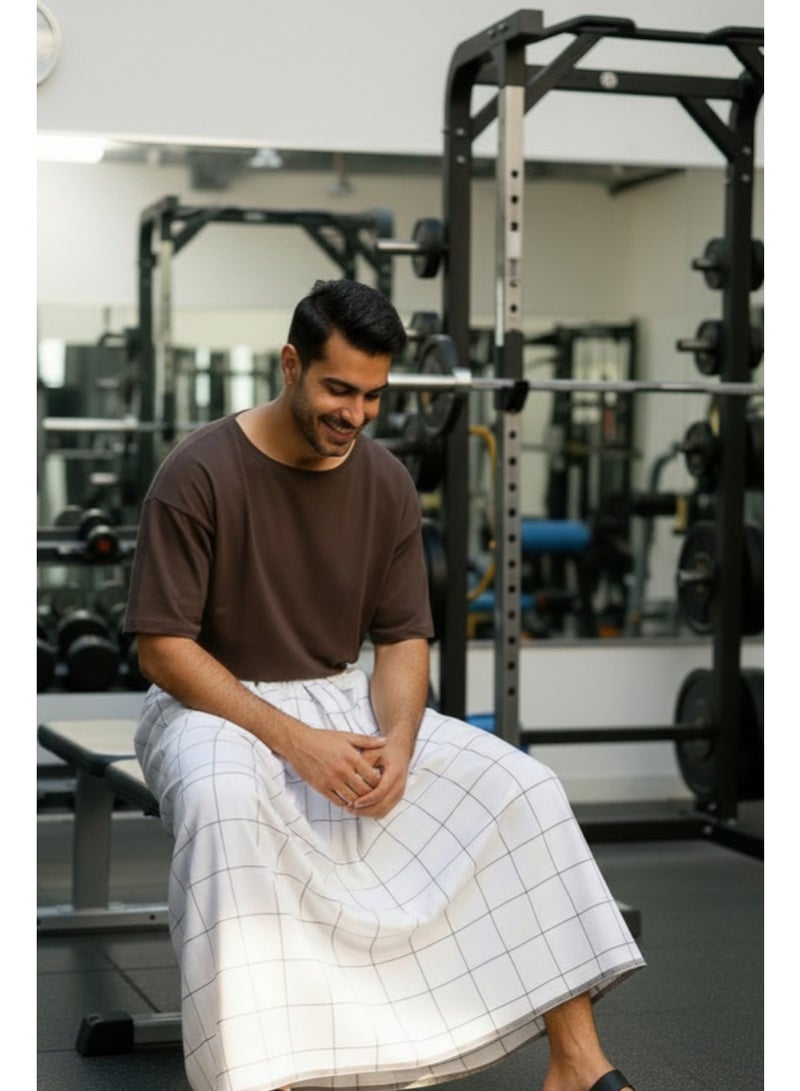 Hero Men's White Izar / Sarong with Elastic Waist & Side Pocket - Comfortable Summer Fouta for Men (Ma'awaz / Suba'iya) - Ideal for Home, Sleep, Athletes, and Prayer - Image 4